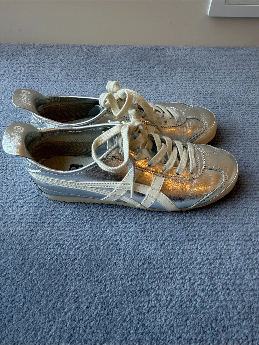 Onitsuka Tiger by Asics Silver Leather Lace-Up Sneakers